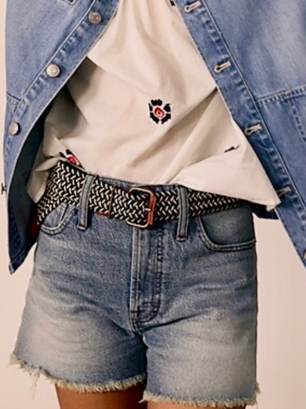Madewell black/white woven belt M/L